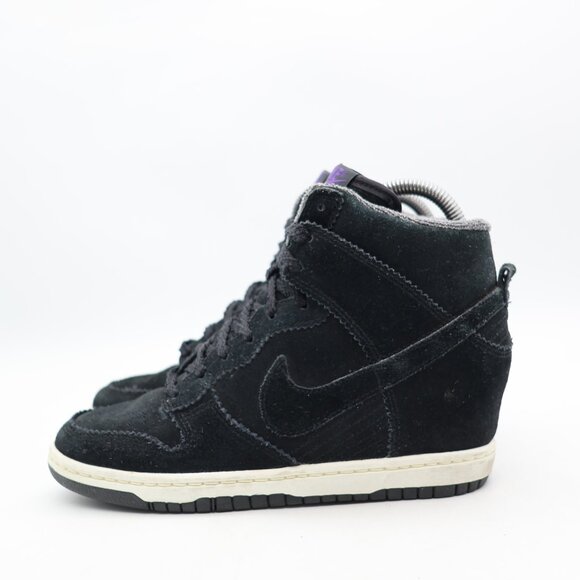 Nike Dunk Sky Hi Hidden Wedge Heel Women's Size 7 Black Suede Shoes  528899-014 - Picture 4 of 10